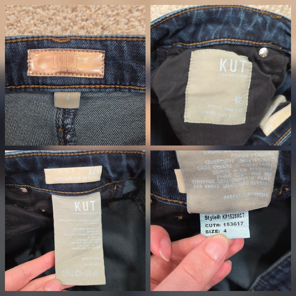 Kut From The Kloth Jeans Ana High Rise Fab Ab Flare Dark Wash Womens 4 - Picture 4 of 6